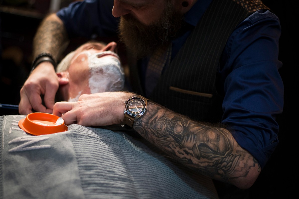 Sale Replica Oris shaves off for Movember at Dandy’s Barber Shop