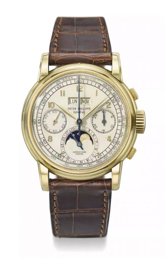 The Patek Philippe has retained multiple complex functions including the perpetual calendar and moon phase.